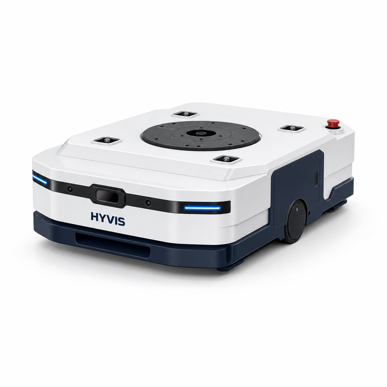 Low-profile HYVIS material-transfer robot isolated on a white background